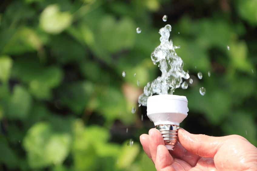 lightbulb with water flowing out