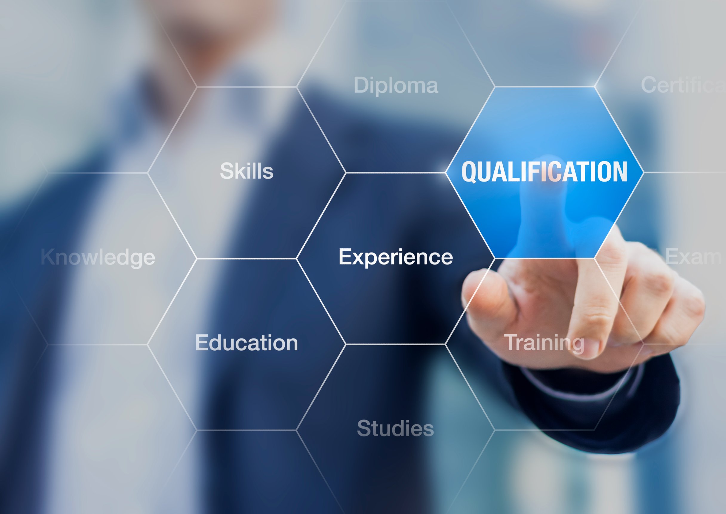 Businessman choosing qualifications